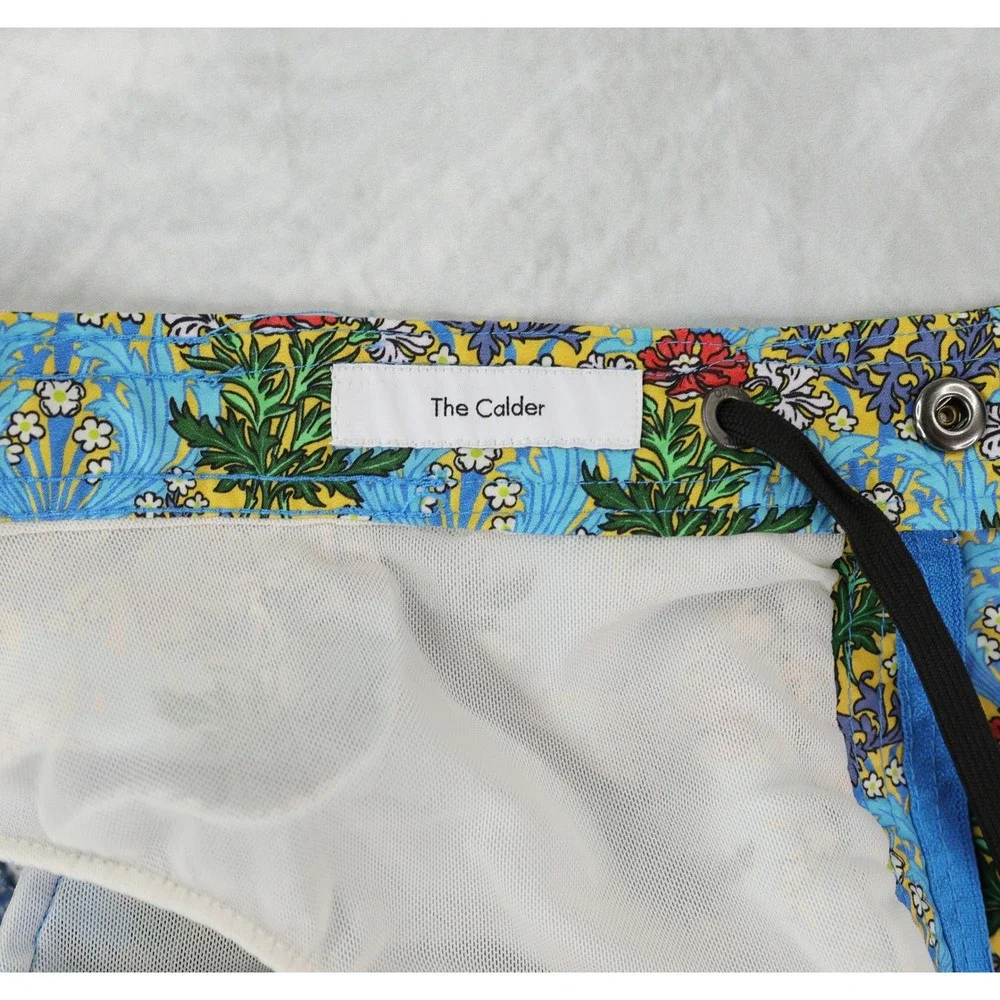 Onia The Calder Swim Trunks Mens XXL Liberty of London Floral Swim Shorts Blue